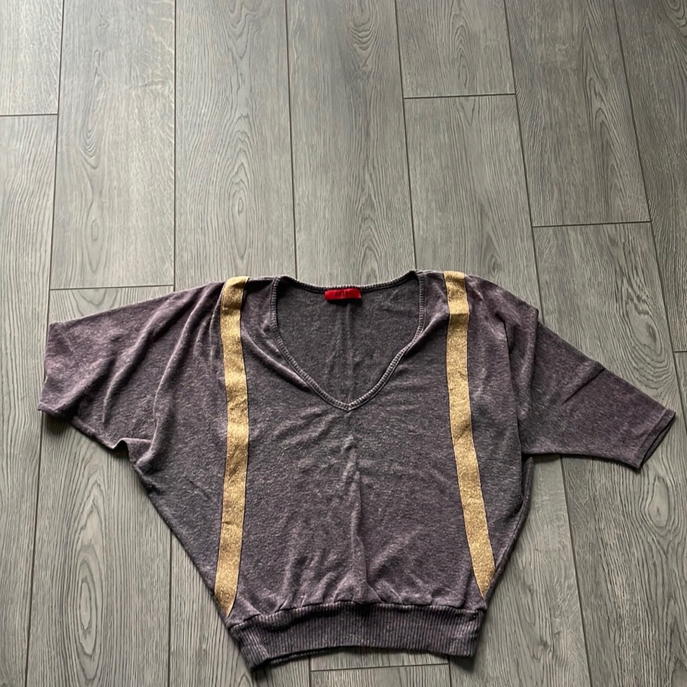 Dolman style top with gold stripes